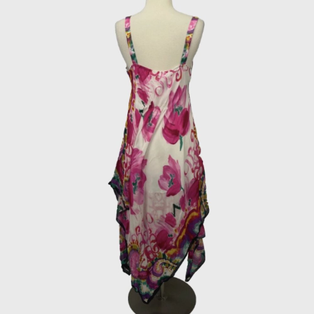 Suzi Chin Colorful Fairycore Dress Whimsical Asymmetrical 100% Silk Y2K - Picture 6 of 14